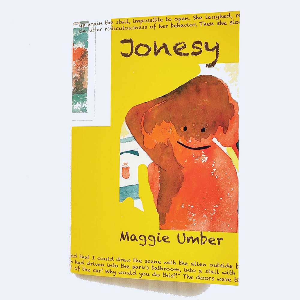 a red figure smiling on a book cover, text reads: Jonesy, Maggie Umber