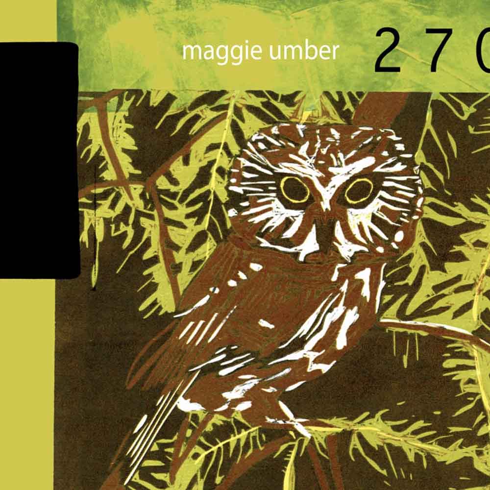 northern saw-whet owl, text reads: maggie umber 270