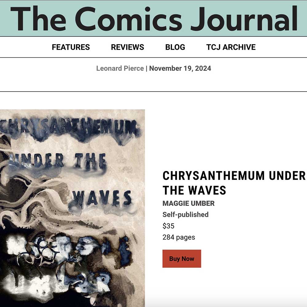 The Comics Journal web page with Chrysanthemum Under the Waves review