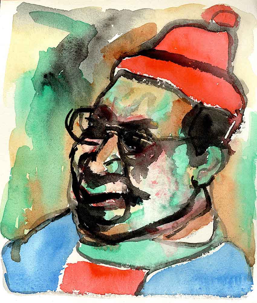 Beauford Delaney, watercolor portrait