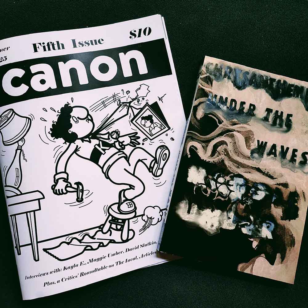 front covers of Loading the Canon and Chrysanthemum Under the Waves