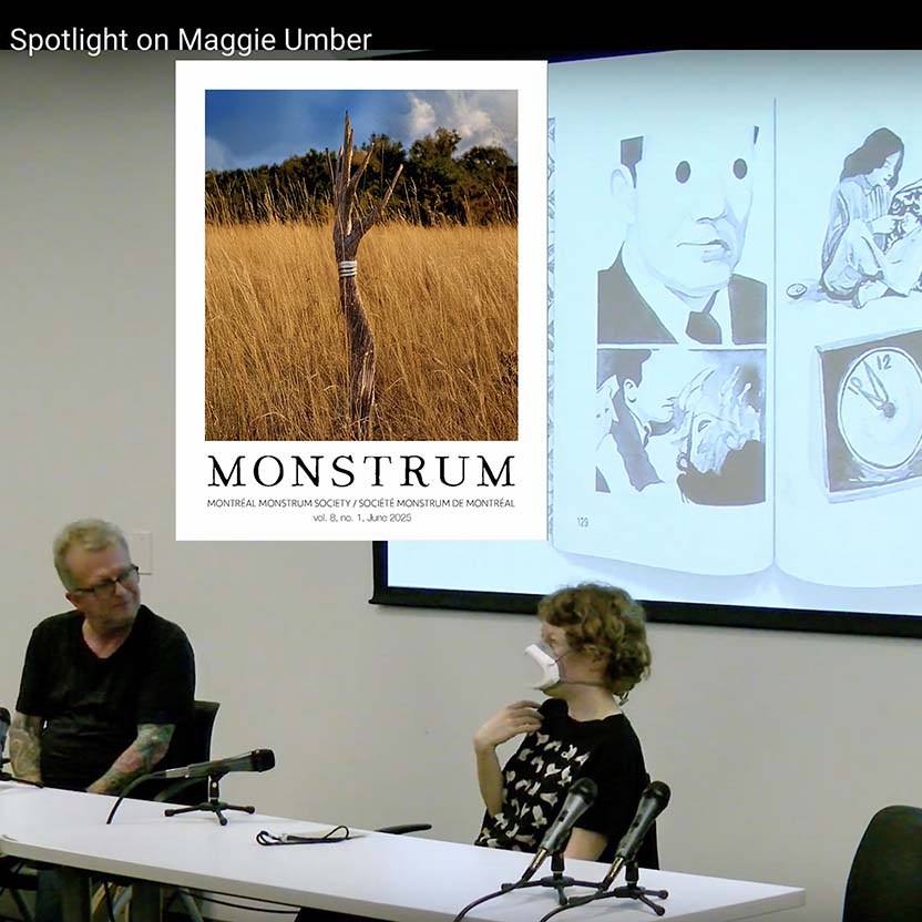 Jared Gardner and Maggie Umber Sounds of Silence Spotlight Talk at CXC 2024, Monstrum journal cover in background