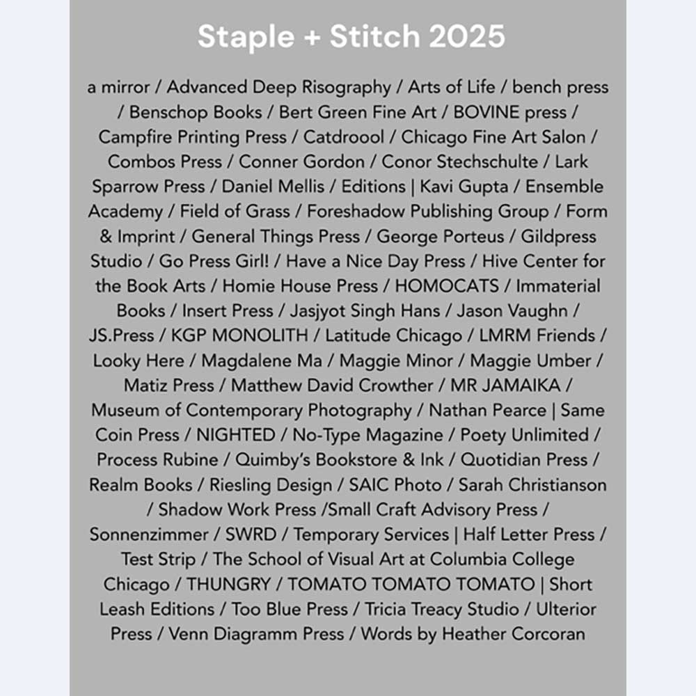 Staple + Stitch Art Book and Print Fair, 2025 vendors list